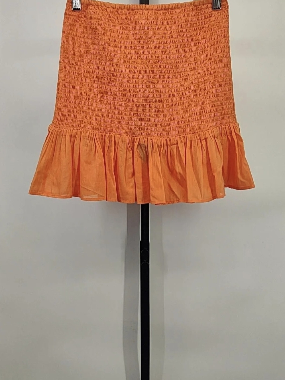 FARM Rio Orange Smocked Ruffle Hem Skirt - Picture 2 of 4